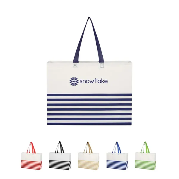 Non-Woven Horizontal Stripe Tote Bag - Non-Woven Horizontal Stripe Tote Bag - Image 0 of 34