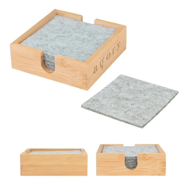 Bamboo & Recycled Felt Coaster Set - Bamboo & Recycled Felt Coaster Set - Image 2 of 2