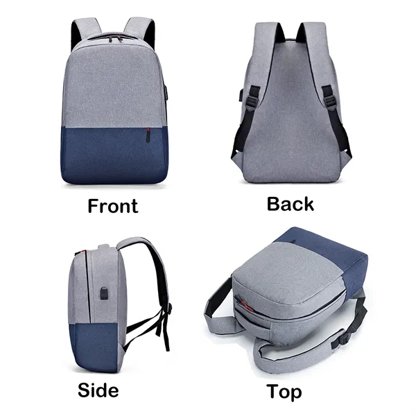 15.6-inch Colorblock USB Charging Business Laptop Backpack - 15.6-inch Colorblock USB Charging Business Laptop Backpack - Image 6 of 7