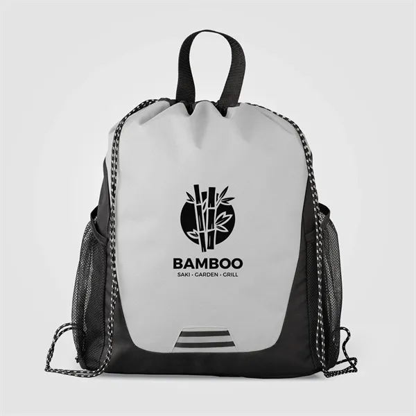 Jotun Recycled Polyester Pocketed Drawstring Bag-Silkscreen - Jotun Recycled Polyester Pocketed Drawstring Bag-Silkscreen - Image 3 of 4