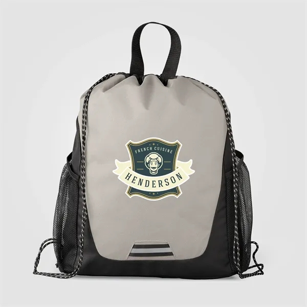 Jotun Recycled Polyester Pocketed Drawstring Bag-Heat Trans - Jotun Recycled Polyester Pocketed Drawstring Bag-Heat Trans - Image 2 of 4