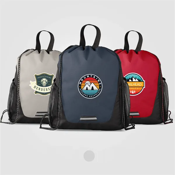 Jotun Recycled Polyester Pocketed Drawstring Bag-Heat Trans - Jotun Recycled Polyester Pocketed Drawstring Bag-Heat Trans - Image 0 of 4