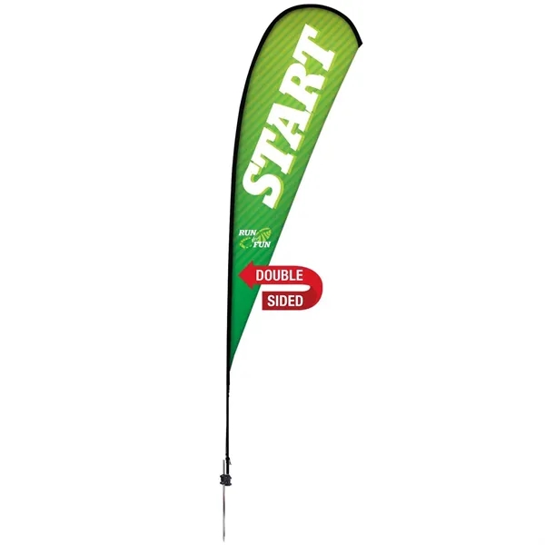15' Premium Teardrop Sail Sign Flag, 2-Sided, Ground Spike - 15' Premium Teardrop Sail Sign Flag, 2-Sided, Ground Spike - Image 0 of 4