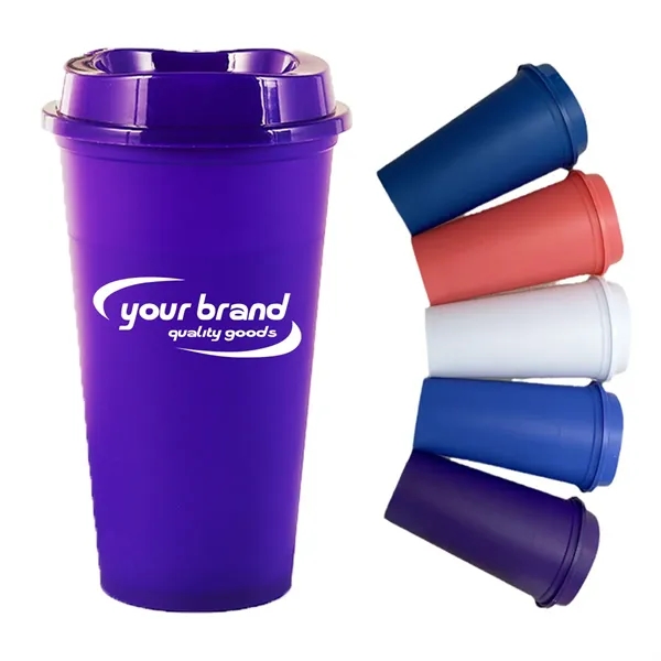 16OZ Reusable Plastic Cup With Lid Coffee Juice Kids Adults - 16OZ Reusable Plastic Cup With Lid Coffee Juice Kids Adults - Image 0 of 8