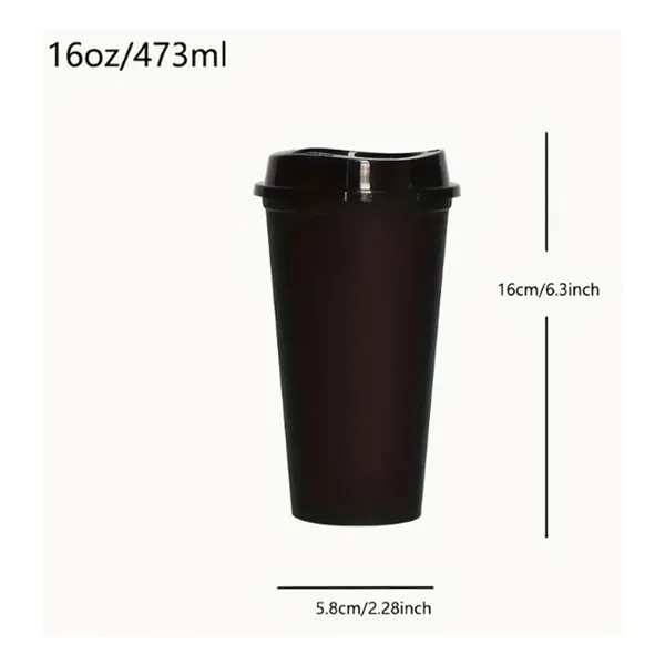 16OZ Reusable Plastic Cup With Lid Coffee Juice Kids Adults - 16OZ Reusable Plastic Cup With Lid Coffee Juice Kids Adults - Image 1 of 8