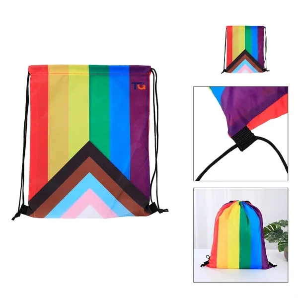 LGBTQ Pride Drawstring Backpack w/ Vibrant Print for Sports - LGBTQ Pride Drawstring Backpack w/ Vibrant Print for Sports - Image 0 of 1