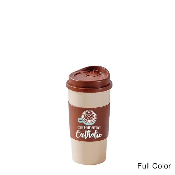 13/16 oz Reusable Plastic Coffee Cup with Lid and Sleeve - 13/16 oz Reusable Plastic Coffee Cup with Lid and Sleeve - Image 4 of 12