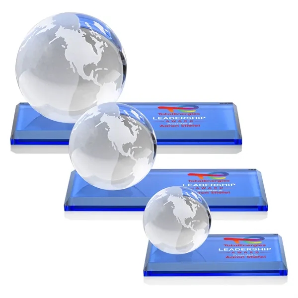 Globe VividPrint™ Award on Rectangle Base - Sky Blue