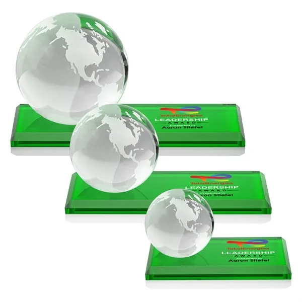 Globe VividPrint™ Award on Rectangle Base - Green
