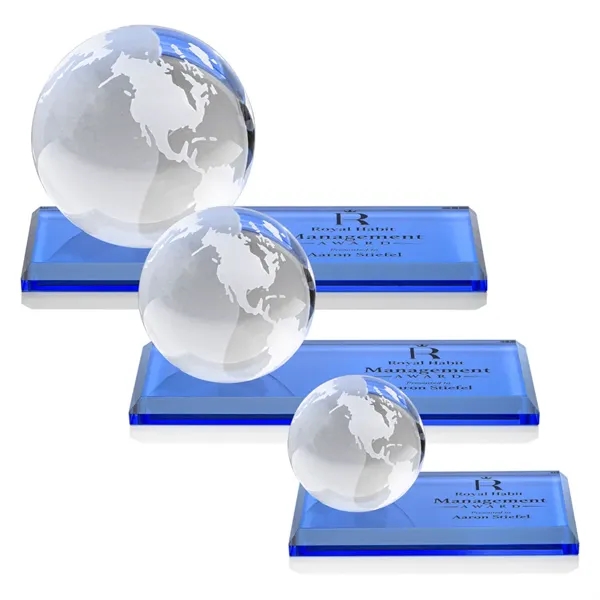 Globe Award on Rectangle Base - Sky Blue