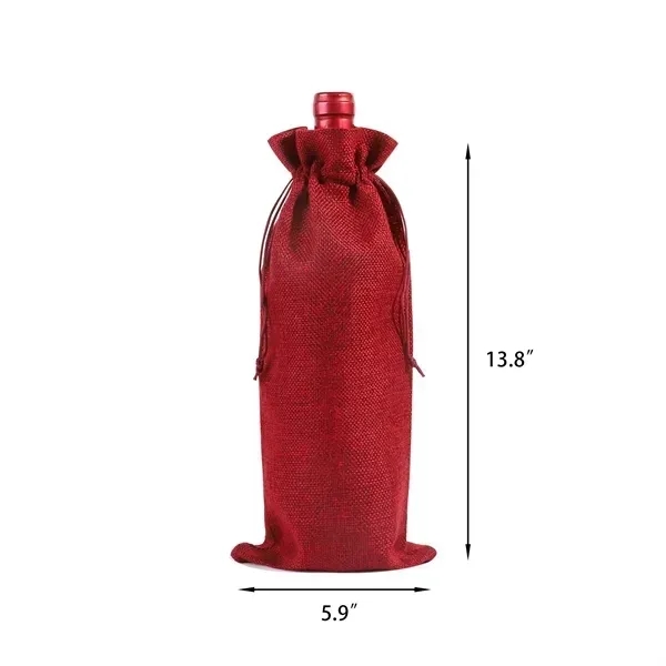 MOQ50 Burlap Wine Bottle Bag with Drawstring Closure - MOQ50 Burlap Wine Bottle Bag with Drawstring Closure - Image 1 of 1