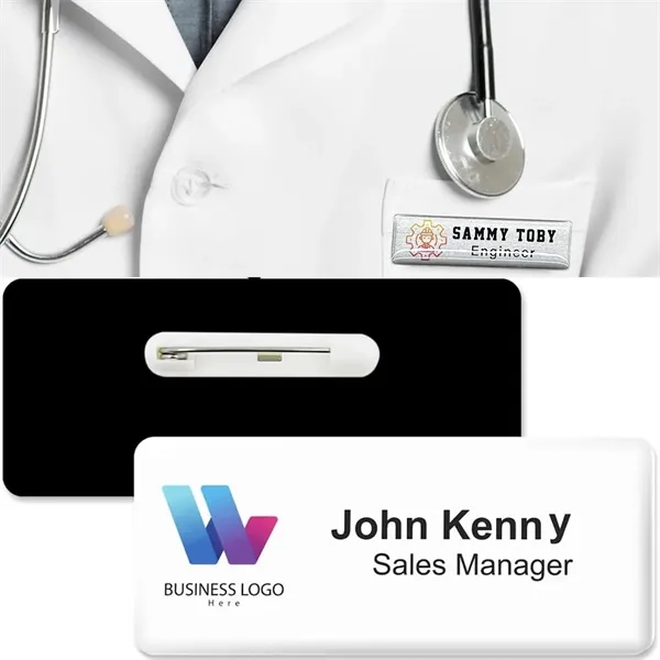 Full Color Acrylic Name Badge with Pin or Magnet - Full Color Acrylic Name Badge with Pin or Magnet - Image 4 of 4
