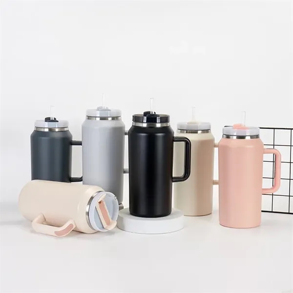 64oz Large Mug Tumbler with Handle and Straw Lid - 64oz Large Mug Tumbler with Handle and Straw Lid - Image 1 of 12