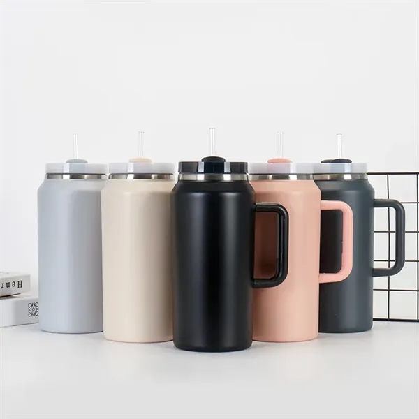 64oz Large Mug Tumbler with Handle and Straw Lid - 64oz Large Mug Tumbler with Handle and Straw Lid - Image 0 of 12