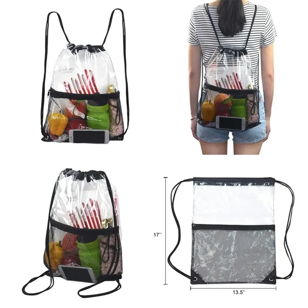PVC With Mesh Pockets Backpack - PVC With Mesh Pockets Backpack - Image 0 of 4