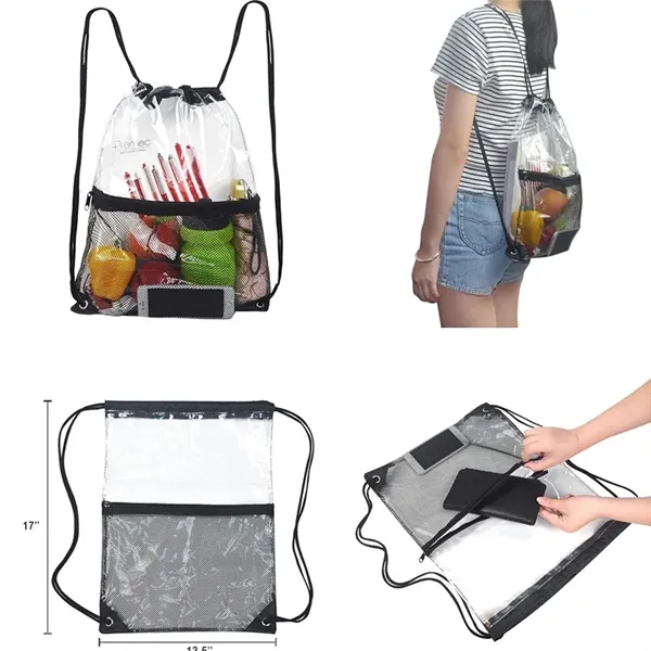 PVC With Mesh Pockets Backpack - PVC With Mesh Pockets Backpack - Image 2 of 4