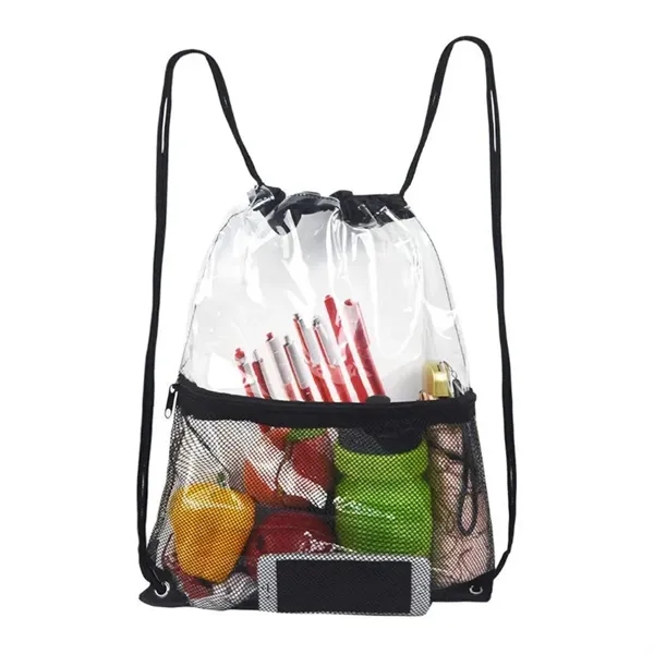PVC With Mesh Pockets Backpack - PVC With Mesh Pockets Backpack - Image 3 of 4