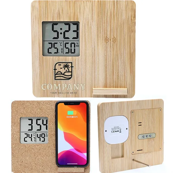 Wooden Digital Alarm Clock Wireless Charger - Wooden Digital Alarm Clock Wireless Charger - Image 0 of 4