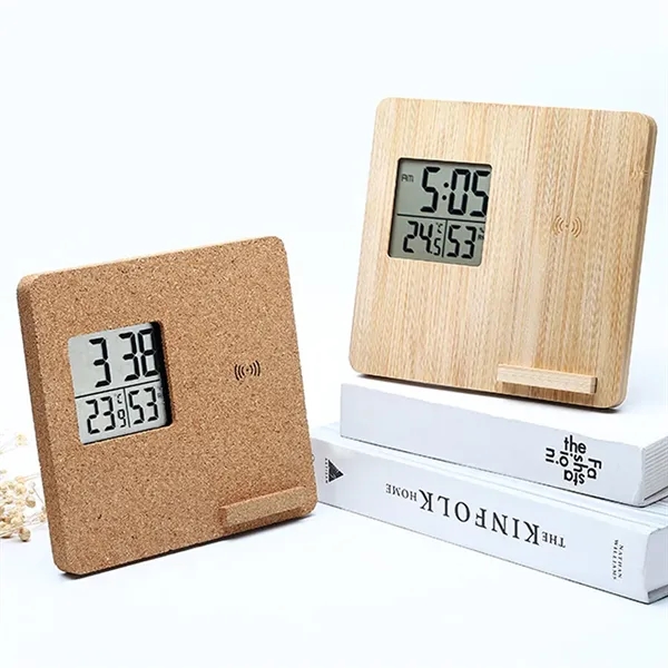 Wooden Digital Alarm Clock Wireless Charger - Wooden Digital Alarm Clock Wireless Charger - Image 1 of 4
