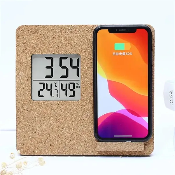 Wooden Digital Alarm Clock Wireless Charger - Wooden Digital Alarm Clock Wireless Charger - Image 4 of 4