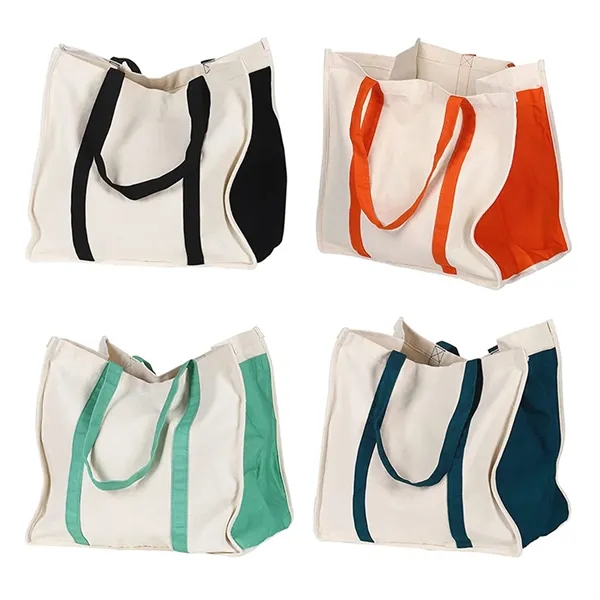 Reusable Cotton Canvas Grocery Tote Bags - Reusable Cotton Canvas Grocery Tote Bags - Image 4 of 5