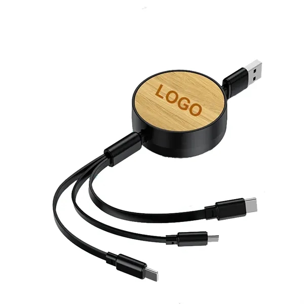 Bamboo Retractable Charging Cable - Bamboo Retractable Charging Cable - Image 0 of 5