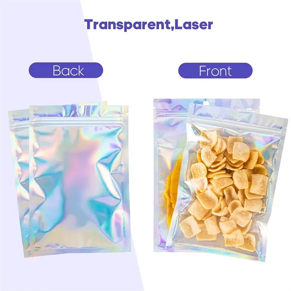 Mylar Bag with Hang Hole Holographic Resealable Foil Pouch - Mylar Bag with Hang Hole Holographic Resealable Foil Pouch - Image 2 of 4