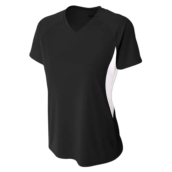 A4 Apparel Women's Color Block Performance V-Neck - A4 Apparel Women's Color Block Performance V-Neck - Image 1 of 12