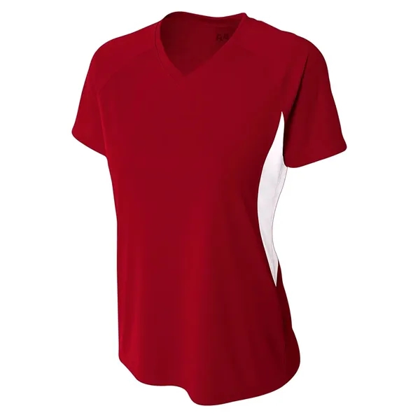 A4 Apparel Women's Color Block Performance V-Neck - A4 Apparel Women's Color Block Performance V-Neck - Image 2 of 12