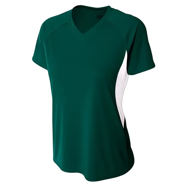 A4 Apparel Women's Color Block Performance V-Neck - A4 Apparel Women's Color Block Performance V-Neck - Image 3 of 12