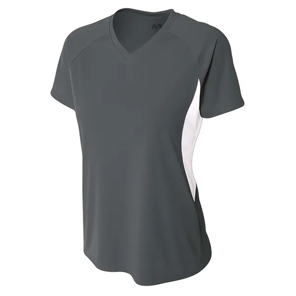 A4 Apparel Women's Color Block Performance V-Neck - A4 Apparel Women's Color Block Performance V-Neck - Image 4 of 12