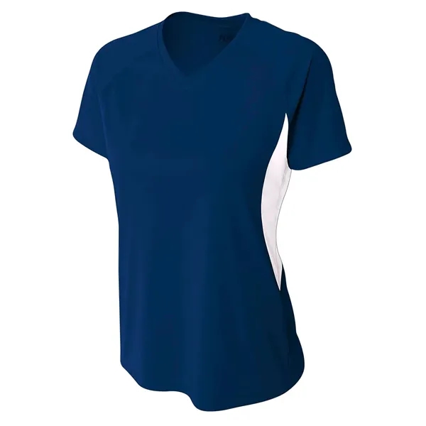 A4 Apparel Women's Color Block Performance V-Neck - A4 Apparel Women's Color Block Performance V-Neck - Image 6 of 12