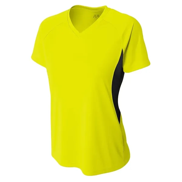 A4 Apparel Women's Color Block Performance V-Neck - A4 Apparel Women's Color Block Performance V-Neck - Image 10 of 12