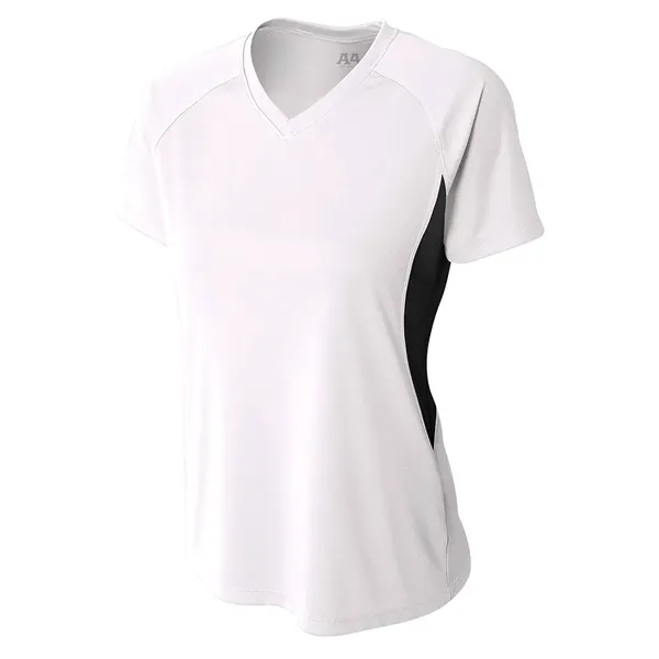A4 Apparel Women's Color Block Performance V-Neck - A4 Apparel Women's Color Block Performance V-Neck - Image 12 of 12