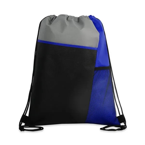 Tri-Colored Mesh Pocket Drawstring Backpack - Tri-Colored Mesh Pocket Drawstring Backpack - Image 2 of 7
