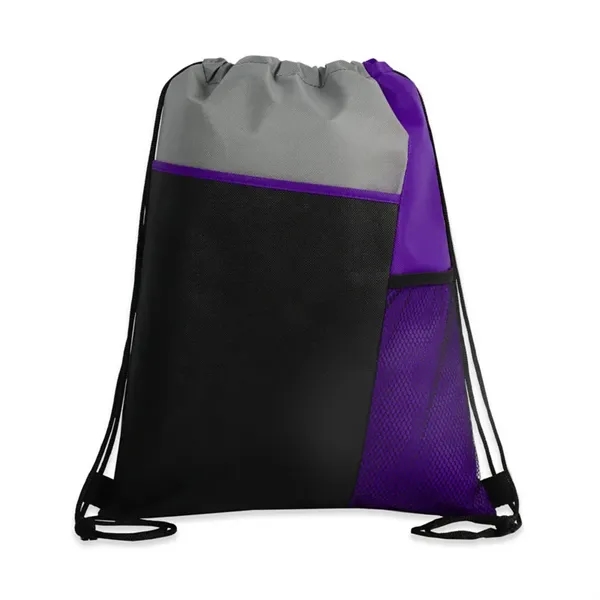 Tri-Colored Mesh Pocket Drawstring Backpack - Tri-Colored Mesh Pocket Drawstring Backpack - Image 4 of 7