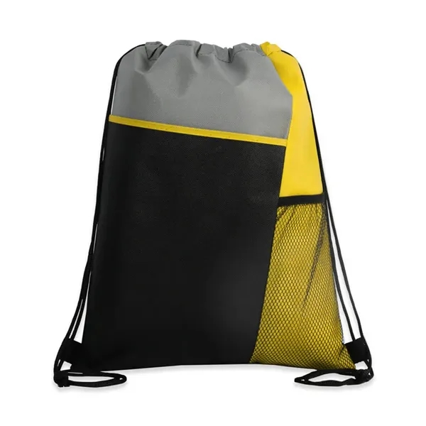 Tri-Colored Mesh Pocket Drawstring Backpack - Tri-Colored Mesh Pocket Drawstring Backpack - Image 5 of 7
