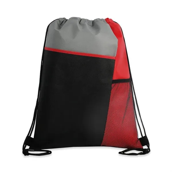 Tri-Colored Mesh Pocket Drawstring Backpack - Tri-Colored Mesh Pocket Drawstring Backpack - Image 6 of 7