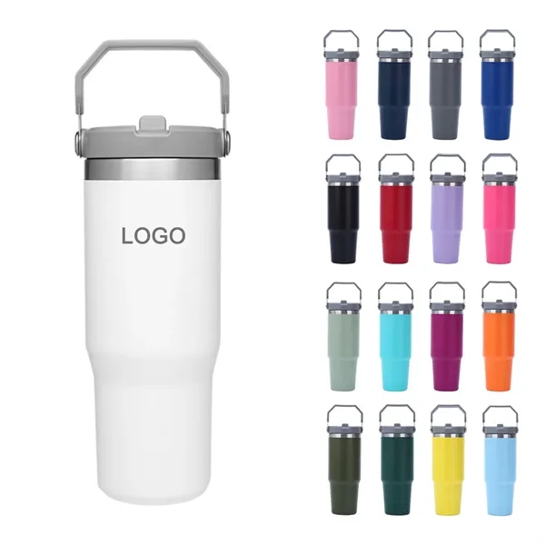 30oz Portable Flip-Straw Insulated Tumbler w/ Carrying Top - 30oz Portable Flip-Straw Insulated Tumbler w/ Carrying Top - Image 1 of 6
