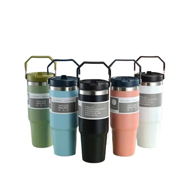 30oz Portable Flip-Straw Insulated Tumbler w/ Carrying Top - 30oz Portable Flip-Straw Insulated Tumbler w/ Carrying Top - Image 3 of 6