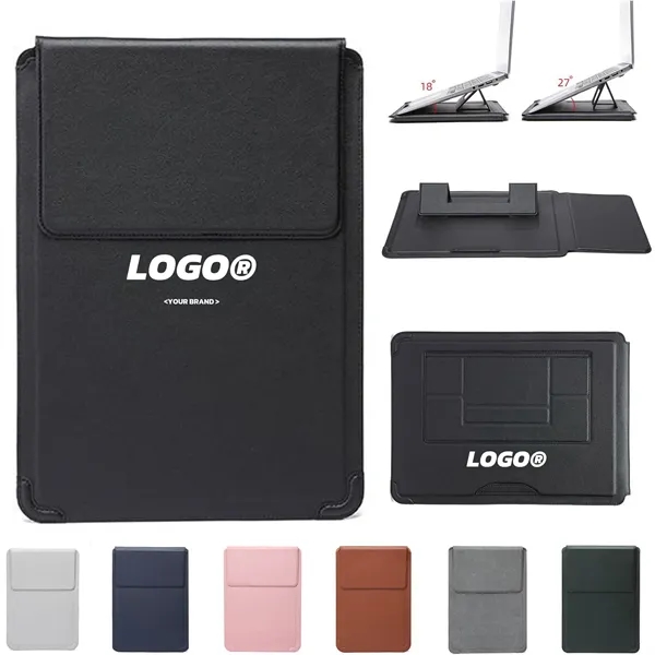 Laptop Sleeve Case Leather Bag Adjustable Stand Portable - Laptop Sleeve Case Leather Bag Adjustable Stand Portable - Image 0 of 10