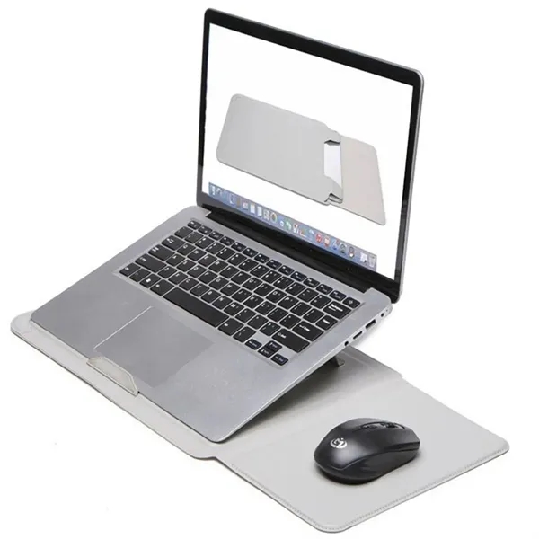 Laptop Sleeve Case Leather Bag Adjustable Stand Portable - Laptop Sleeve Case Leather Bag Adjustable Stand Portable - Image 3 of 10
