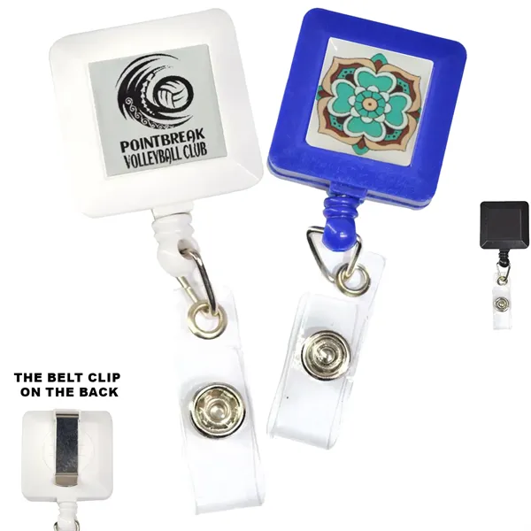 Square Retractable Badge Reel w/ Belt Clip - Square Retractable Badge Reel w/ Belt Clip - Image 0 of 5