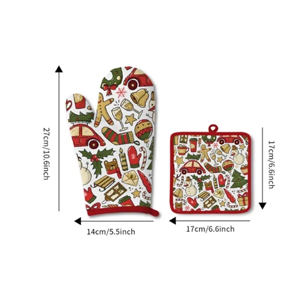 Christmas Heat Resistant Oven Mitts Suitable For Kitchen - Christmas Heat Resistant Oven Mitts Suitable For Kitchen - Image 1 of 4
