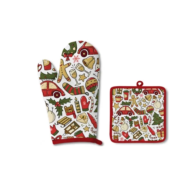 Christmas Heat Resistant Oven Mitts Suitable For Kitchen - Christmas Heat Resistant Oven Mitts Suitable For Kitchen - Image 4 of 4