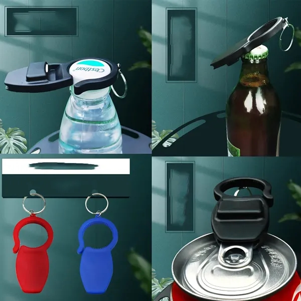 3 in 1 Multifunctiona Flat Bottle Opener With Keychain - 3 in 1 Multifunctiona Flat Bottle Opener With Keychain - Image 2 of 4