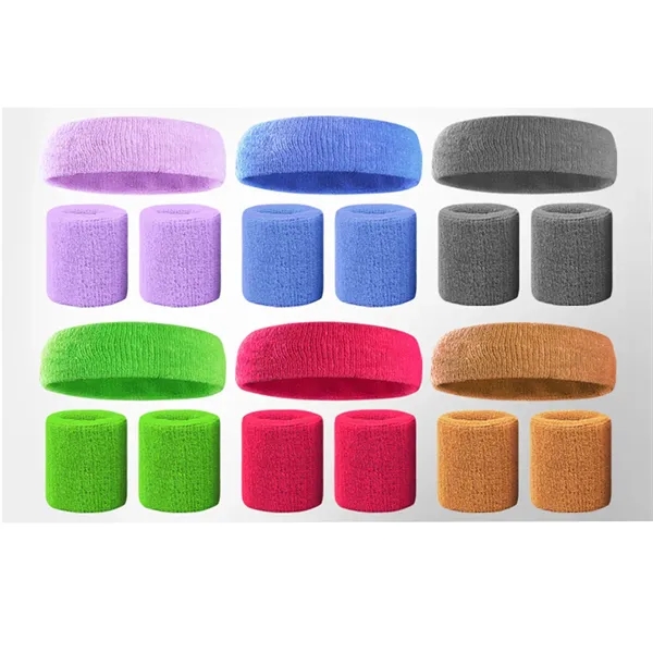 3-Piece Sports Sweatband Set Includes Headband/Wristband - 3-Piece Sports Sweatband Set Includes Headband/Wristband - Image 3 of 3