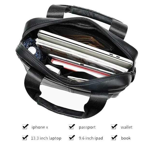 Mens Briefcase Real Genuine Leather Business Laptop Bag - Mens Briefcase Real Genuine Leather Business Laptop Bag - Image 1 of 2