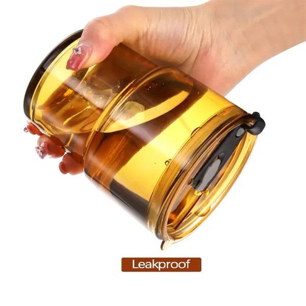 14 Oz Glass Coffee Cup With Leather Lid - 14 Oz Glass Coffee Cup With Leather Lid - Image 2 of 4