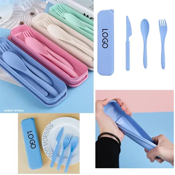 Wheat Straw Cutlery Knife Fork Spoon Portable Tableware Set - Wheat Straw Cutlery Knife Fork Spoon Portable Tableware Set - Image 0 of 3